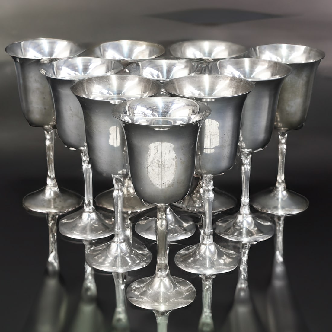 Silver Plated Water Goblets, Set of 10 (1 of 5)
