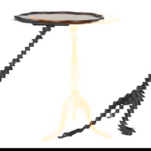 Brandt Furniture George III Style Cherry Oval Pie Crust Top Candle Stand/Drinks Table: Brandt Furniture George III Style Cherry Oval Pie Crust Top Candle Stand/Drinks Table, Having Turned Columnar Pedestal, Resting on Three Cabriole Legs, Terminating in Pad Feet, Made in Hagerstown,