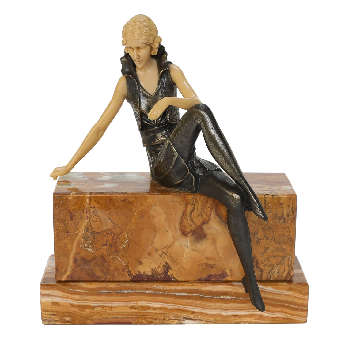 Vintage Art Deco Style Bronze Statue of Seated Lady (1 of 6)