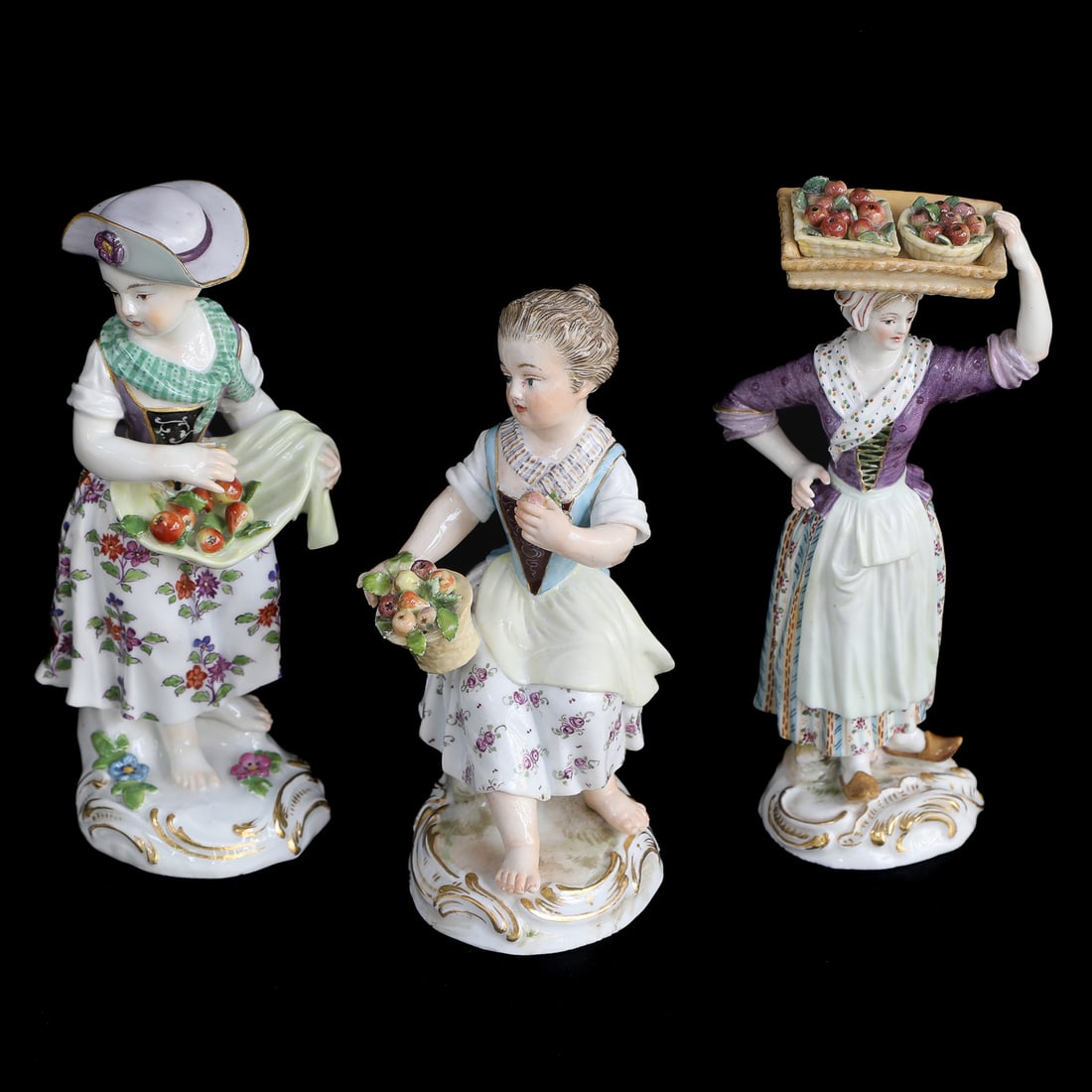 Group of Meissen Porcelain Figures, Three Total, All Feature Young Women and Fruit (1 of 5)