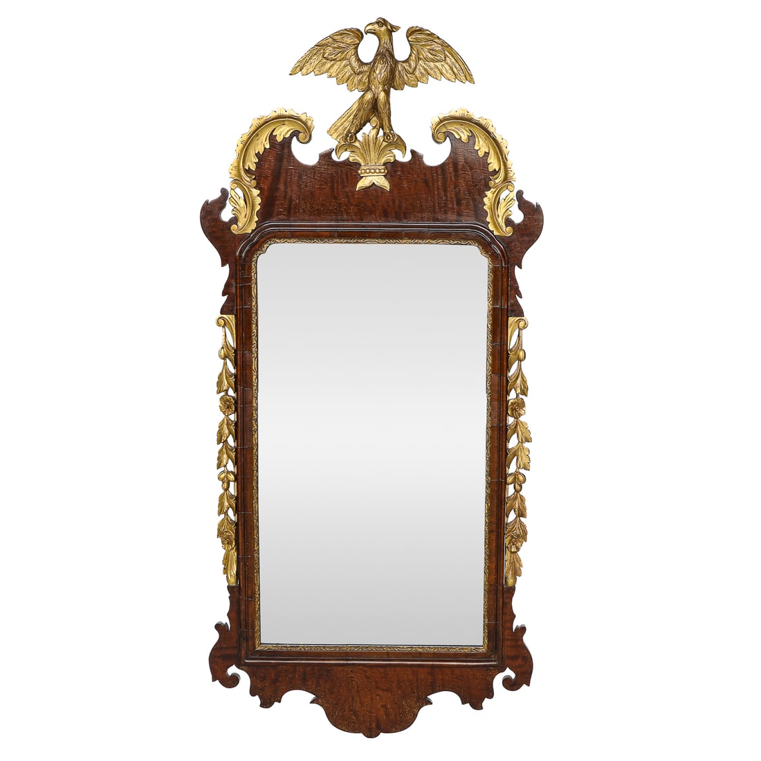 Late 19th C. Chippendale Style Mahogany and Gilt Wood Wall Mirror (1 of 6)