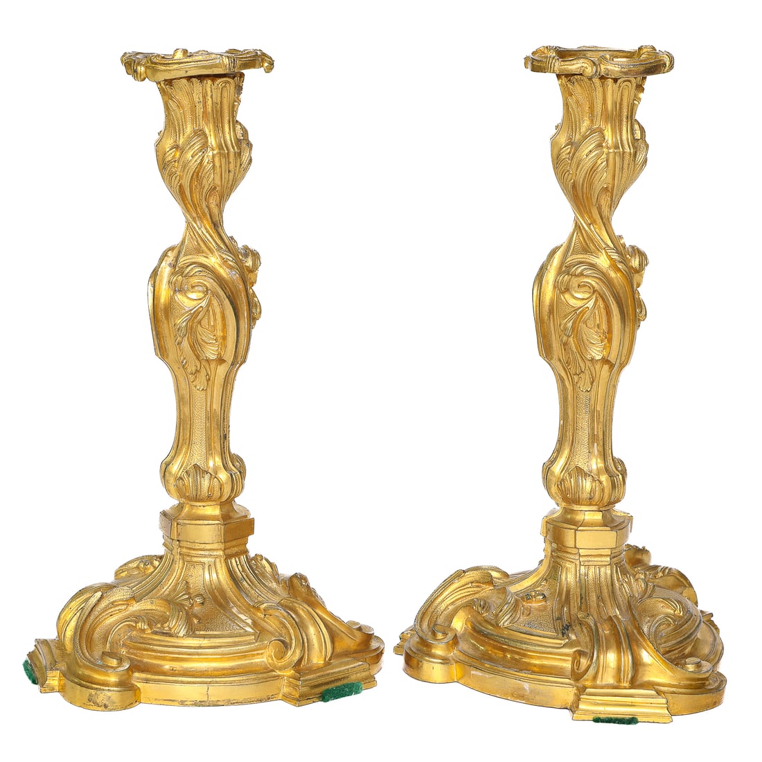 Late 19th C. Louis XV Style Gilt Bronze Candlesticks, Pair (1 of 5)