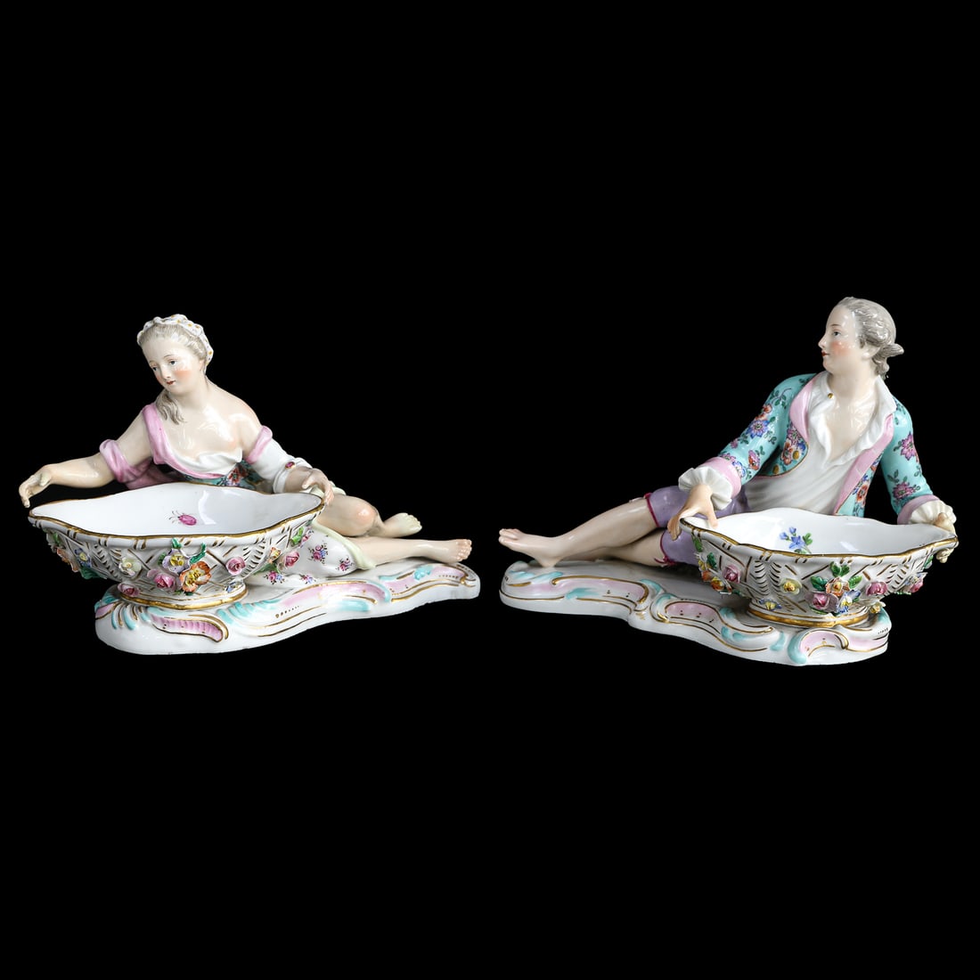 19th Century German Meissen Porcelain Sweet Meat Dishes, Pair (1 of 5)