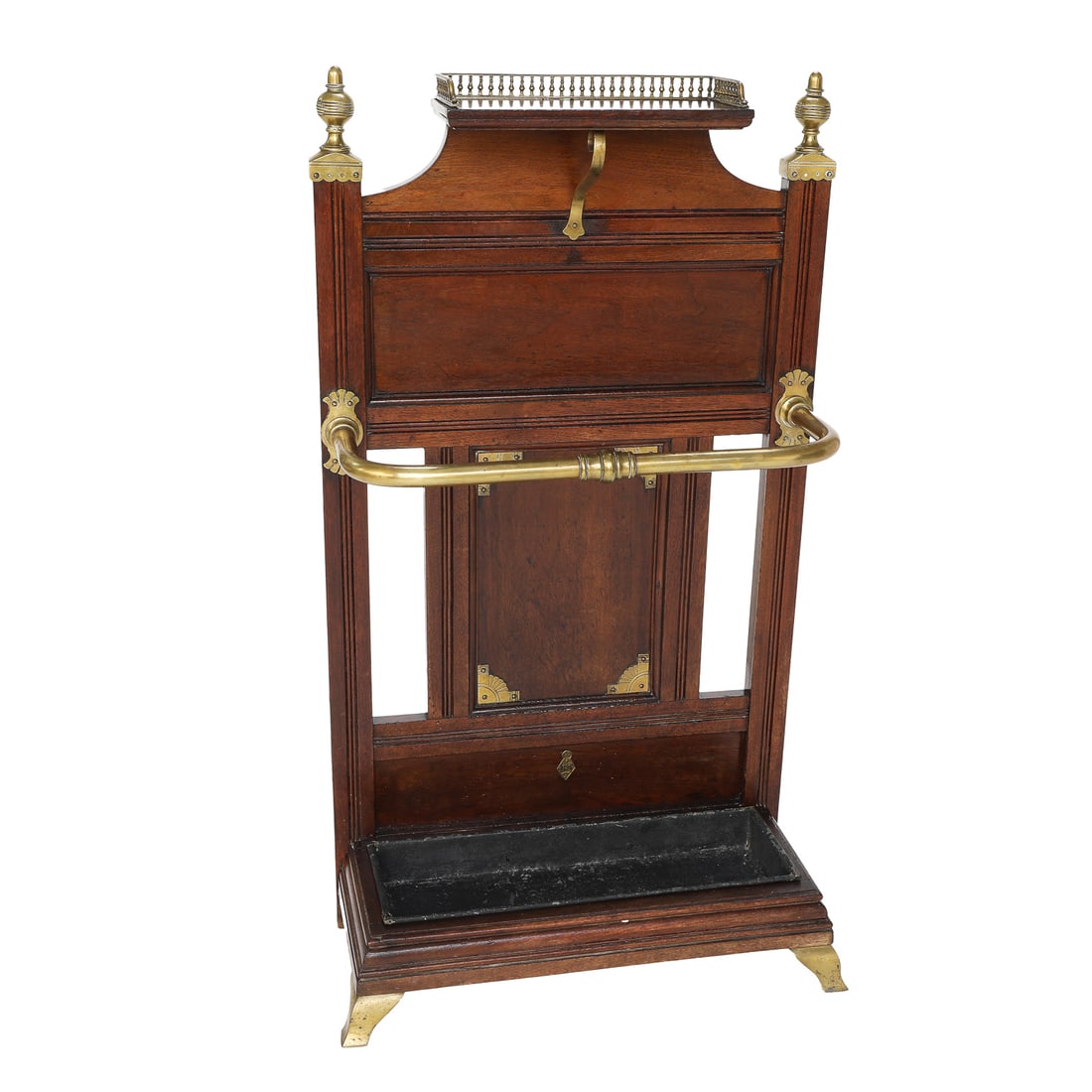 19th C. James Schoolbred & Co. English Mahogany and Brass Umbrella/Stick Stand (1 of 12)