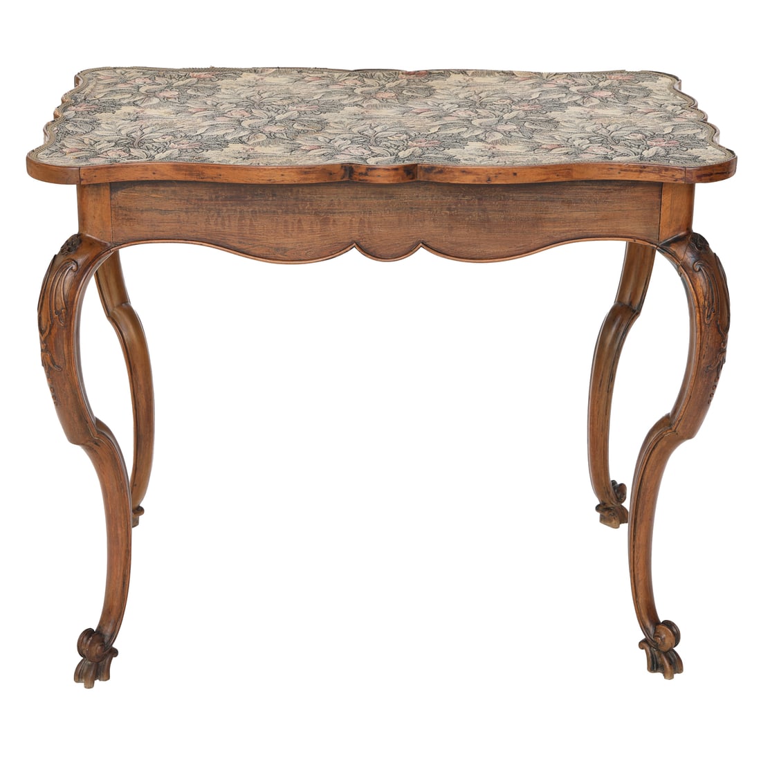 19th C. French Louis XV Style Walnut Shaped Top Game/Occasional Table (1 of 5)