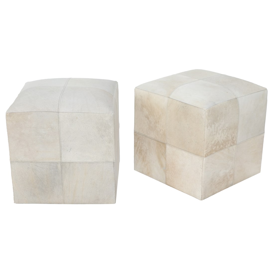 UMA Home Decor Square Poufs, Pair, Having Faux Animal Skin Upholstery (1 of 5)
