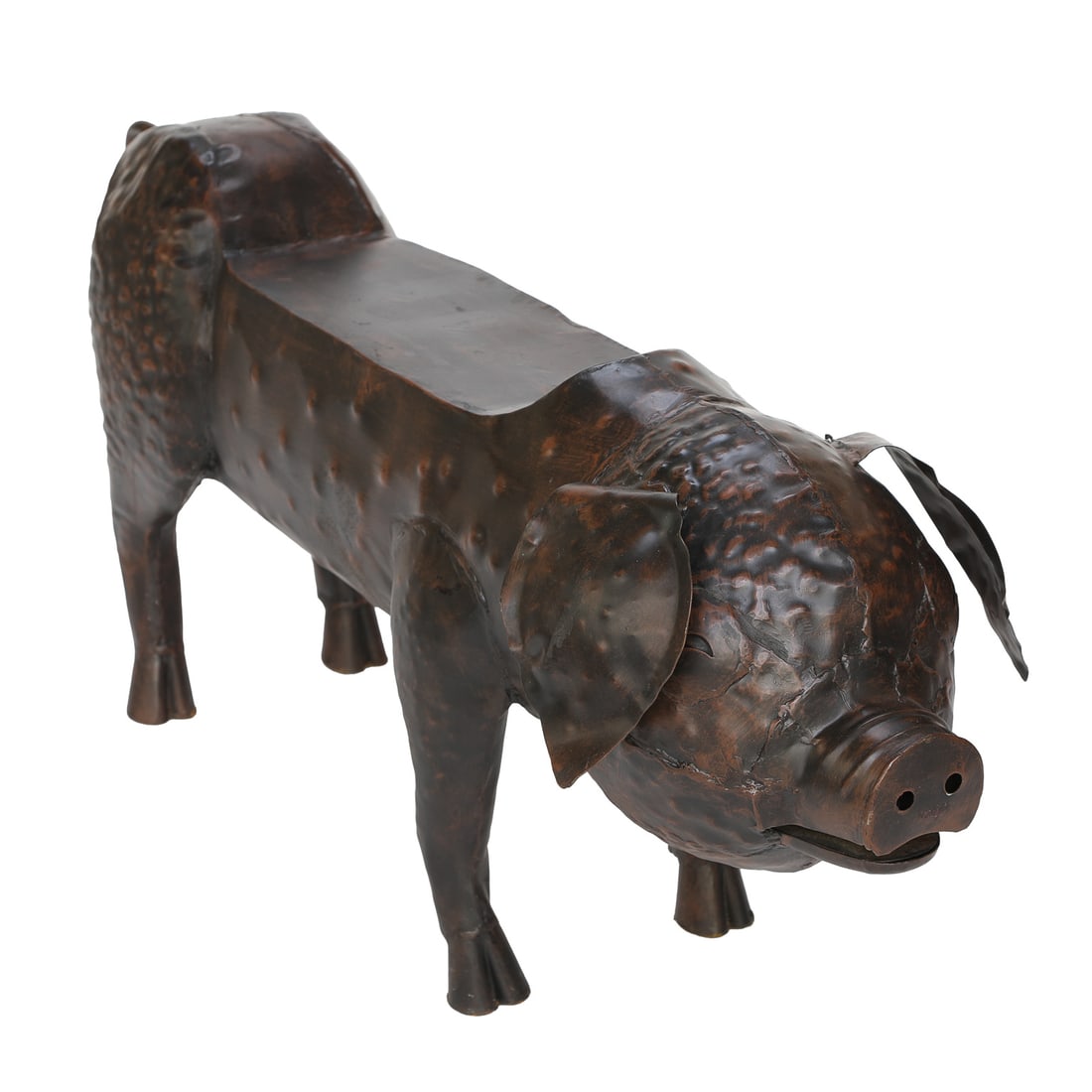 Unique Hammered Metal Figure in Form of Pig, Having Flat Back Perfect For Drinks (1 of 6)
