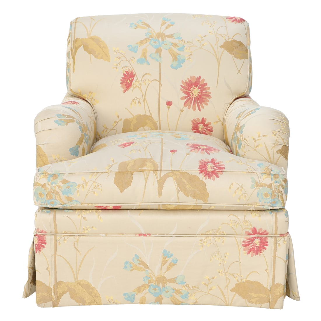 Sherrill Furniture Lounge Occasional Upholstered Arm Chair: Sherrill Furniture Lounge Occasional Upholstered Arm Chair, Having One Loose Seat Cushion, Upholstered in Passiflore Butter Color Fabric, 33" Wide, 35" Deep, 34" High, Arm Height - 23" High, Seat Heig