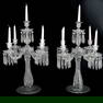 Cut Glass Crystal Five Branch Candelabra, Pair