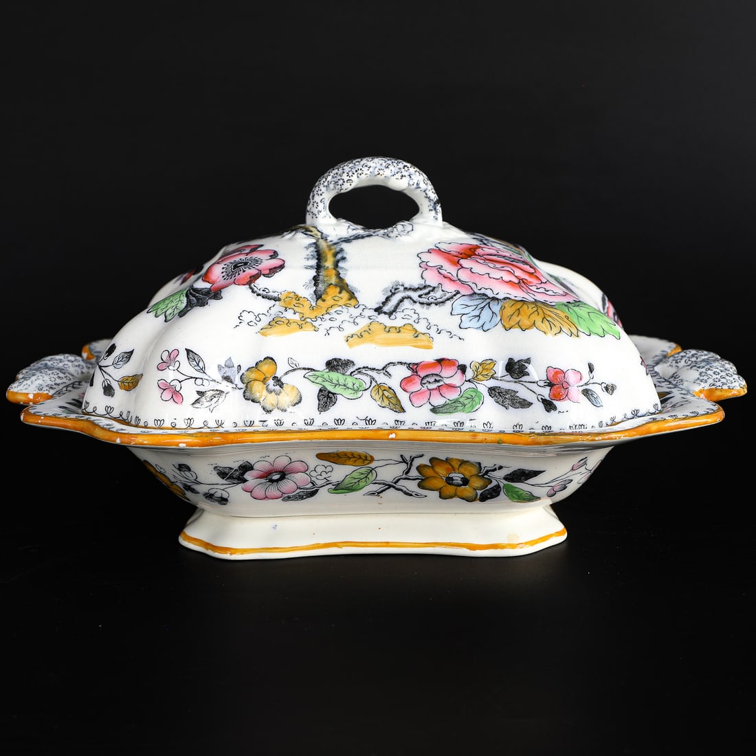 Antique Ashworth Brothers Hanley English Porcelain Covered Vegetable Dish, in Flying Bird Pattern (1 of 6)