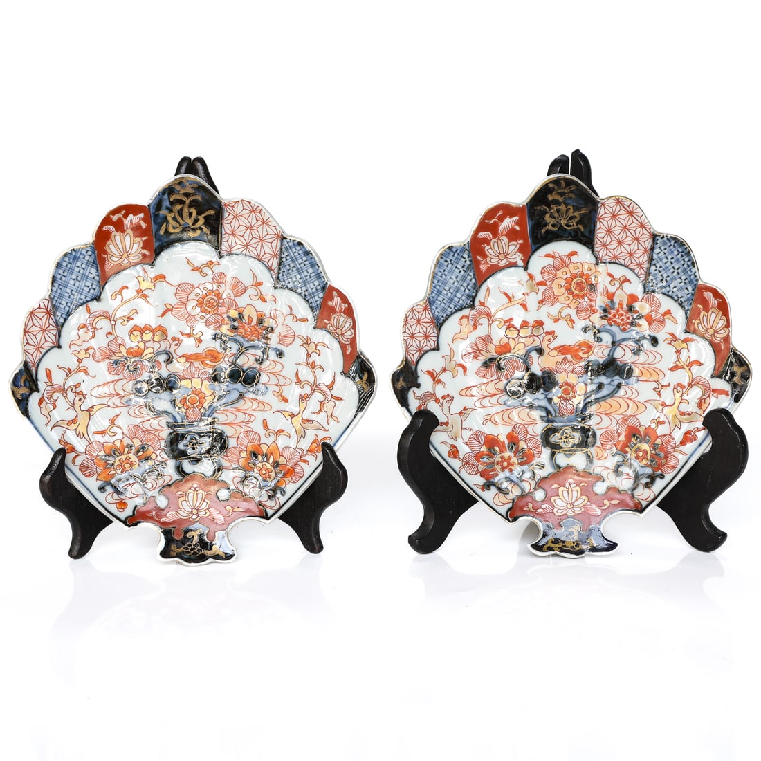 19th C. Japanese Imari Fan Shaped Plates, Pair (1 of 4)