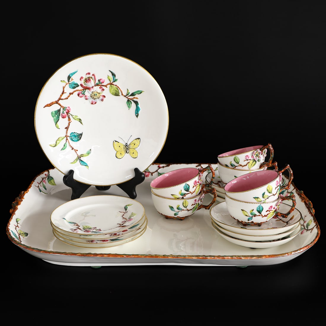 19th C. Burslem England, E.D.J. Bodley Porcelain Breakfast Set, Eighteen Pieces Total (1 of 11)