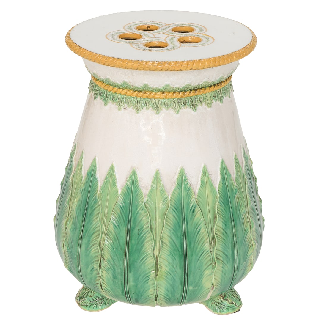 19th C. George Jones Majolica Fern Leaf Garden Seat (1 of 6)