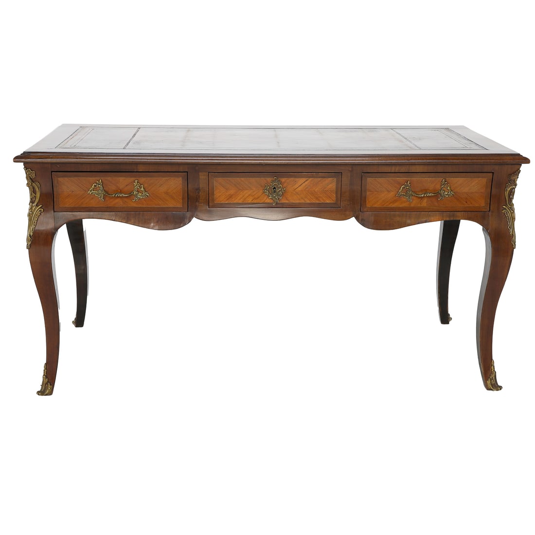Late 19th C. French Walnut Louis XV Style Bureau Plat (1 of 7)