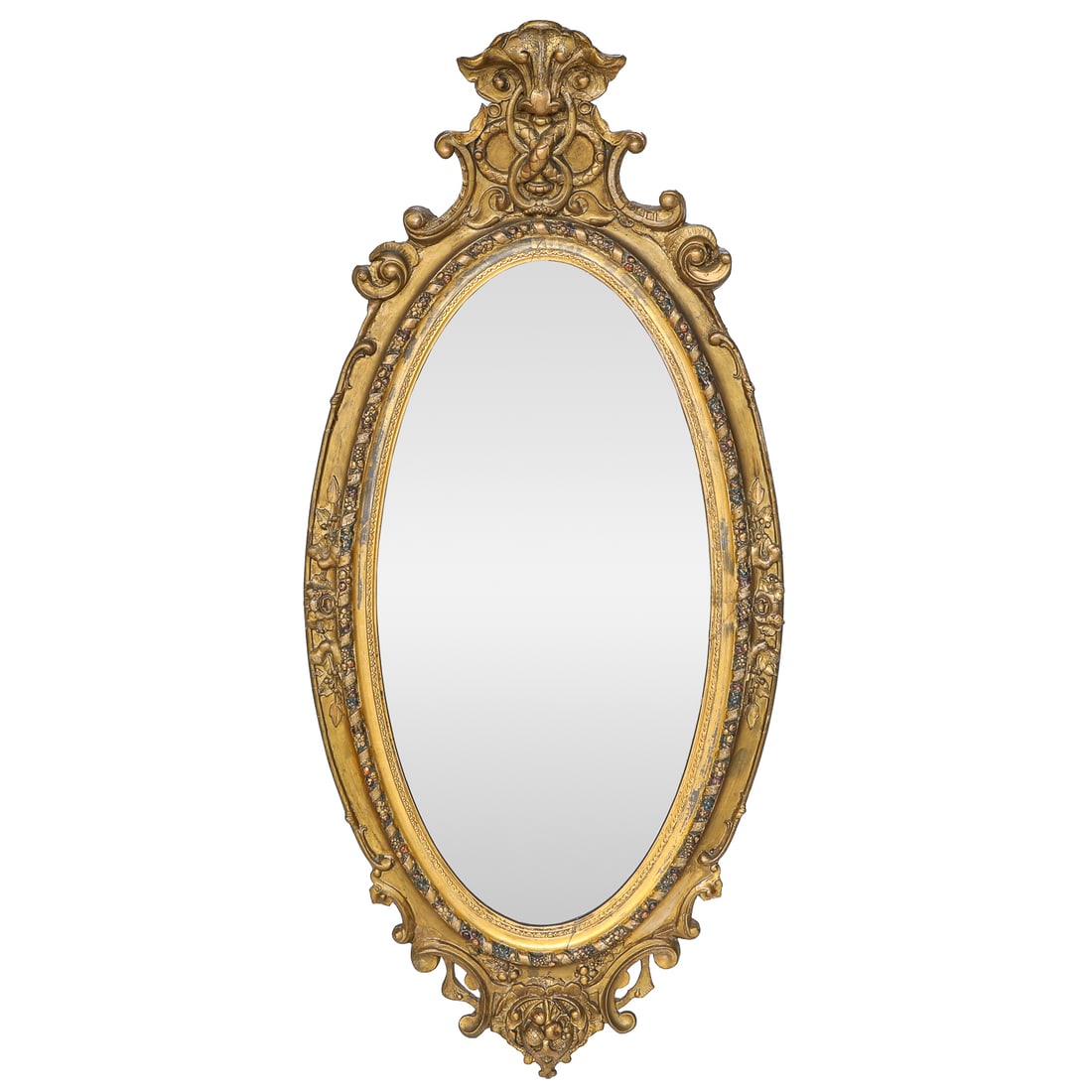 Late 19th C. Carved Oval Gold Gilt Mirror (1 of 5)