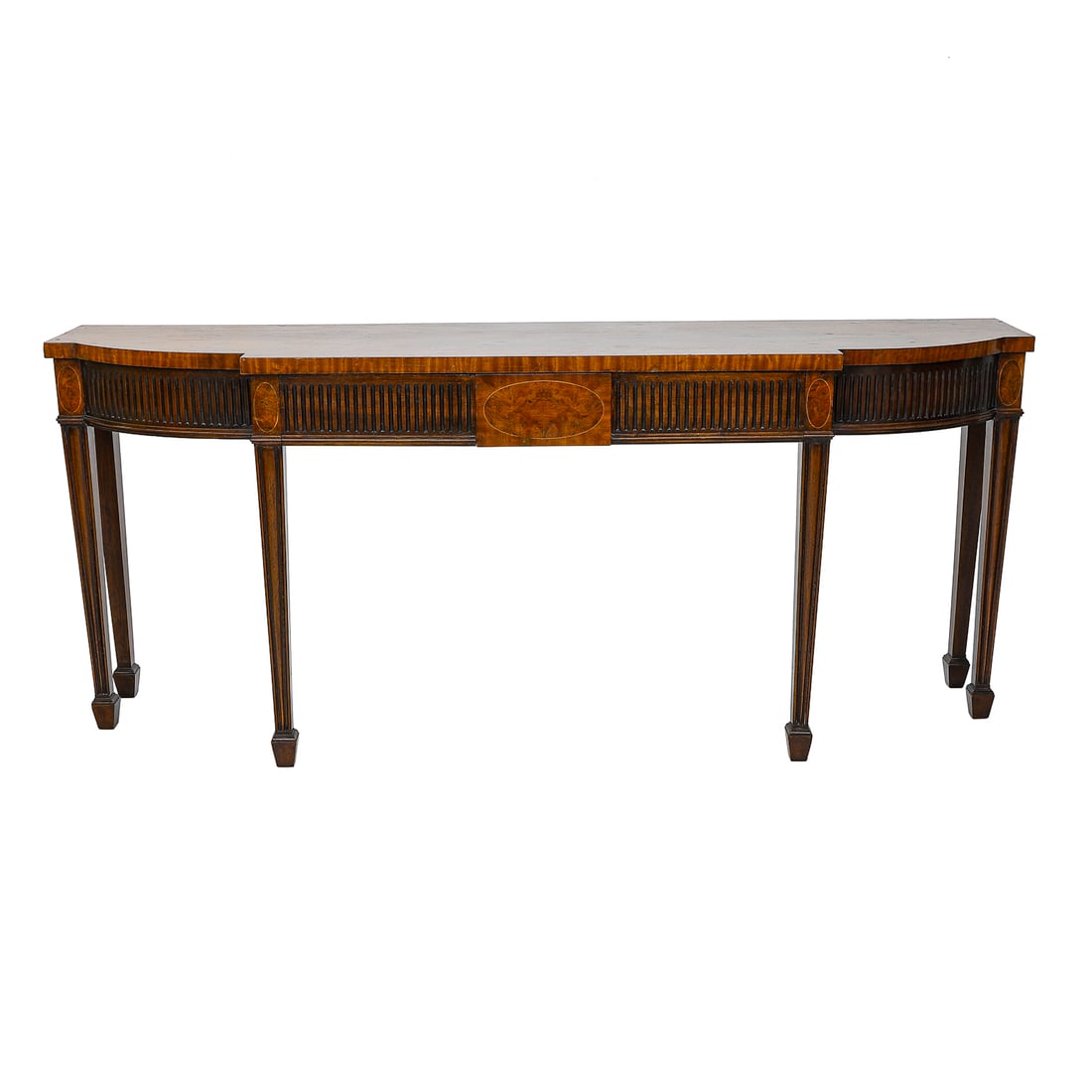 Antique Sheraton Style Mahogany Shaped Front Console Table (1 of 7)