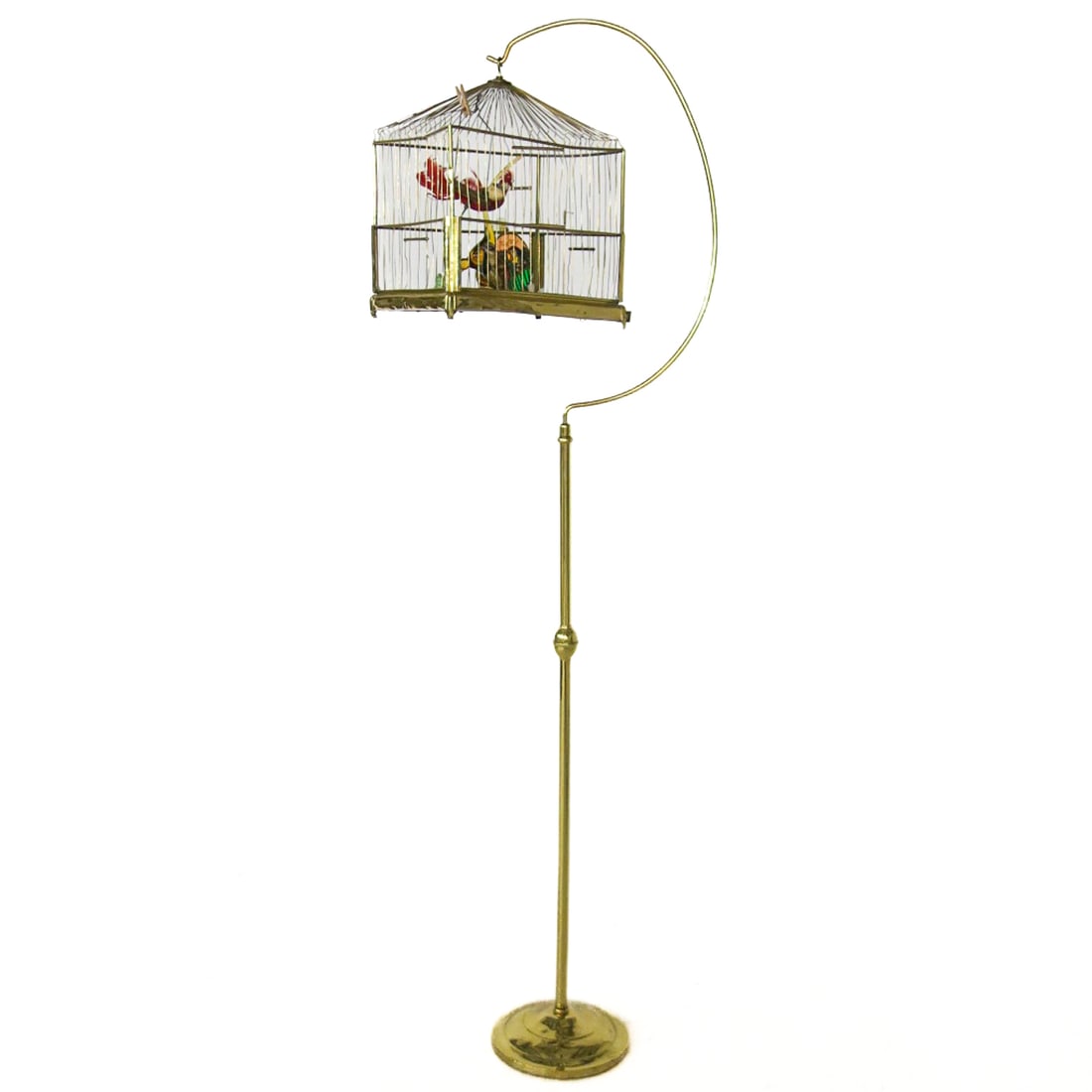 Rectangular Brass Bird Cage and Stand (1 of 6)