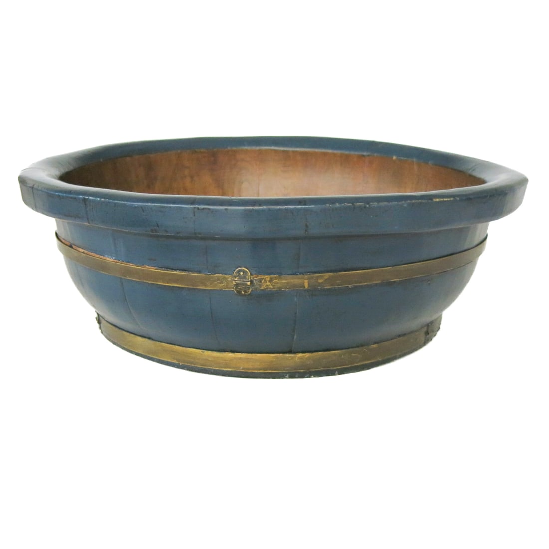 Painted Blue Bound Circular Swedish Style Trug Bowl (1 of 7)