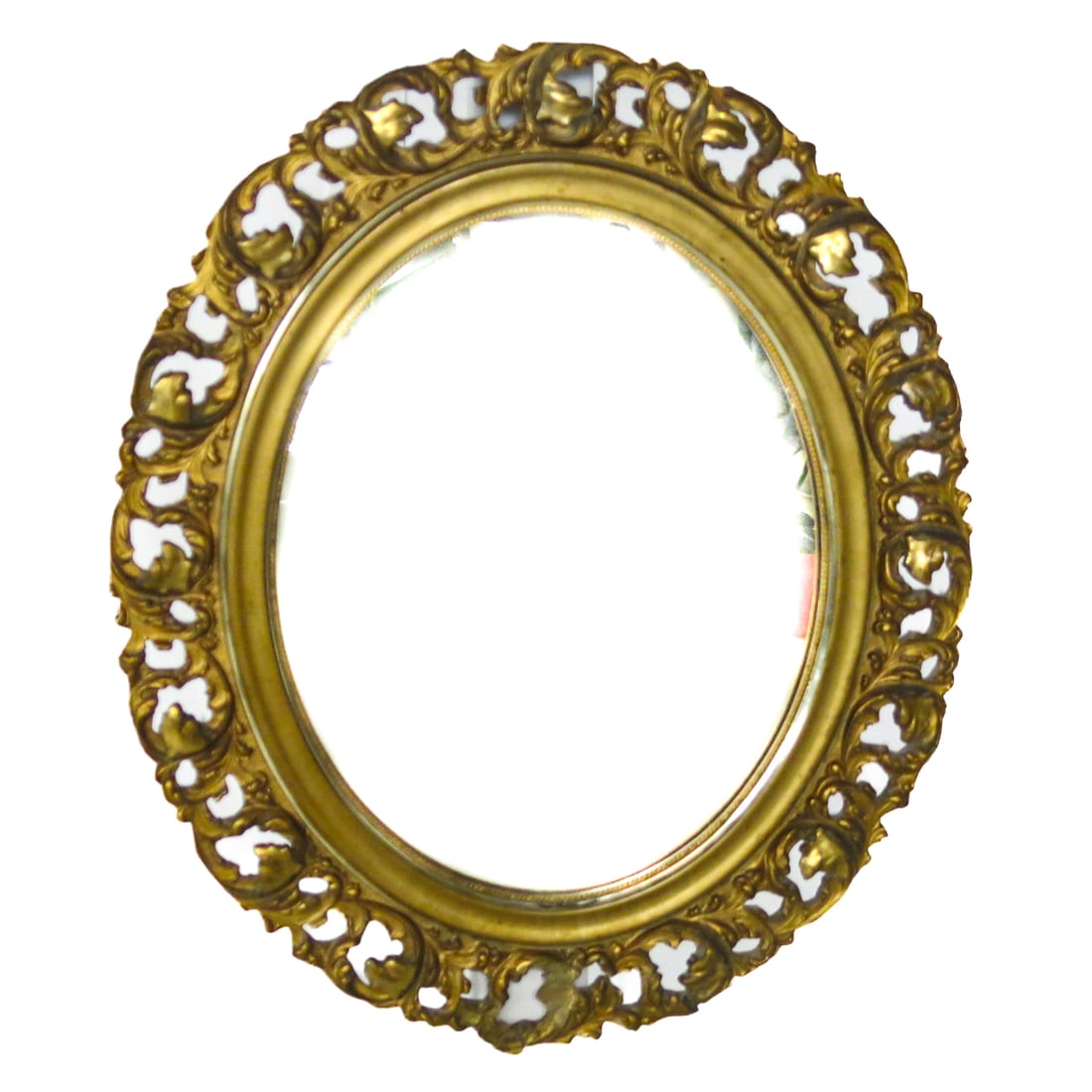 Vintage Oval Gold Leaf Wall Mirror (1 of 3)