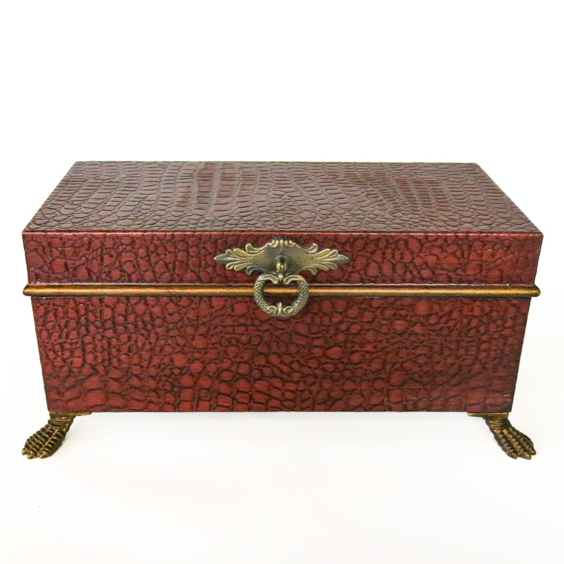 Faux Red Crocodile Skin Decorative Box (1 of 7)