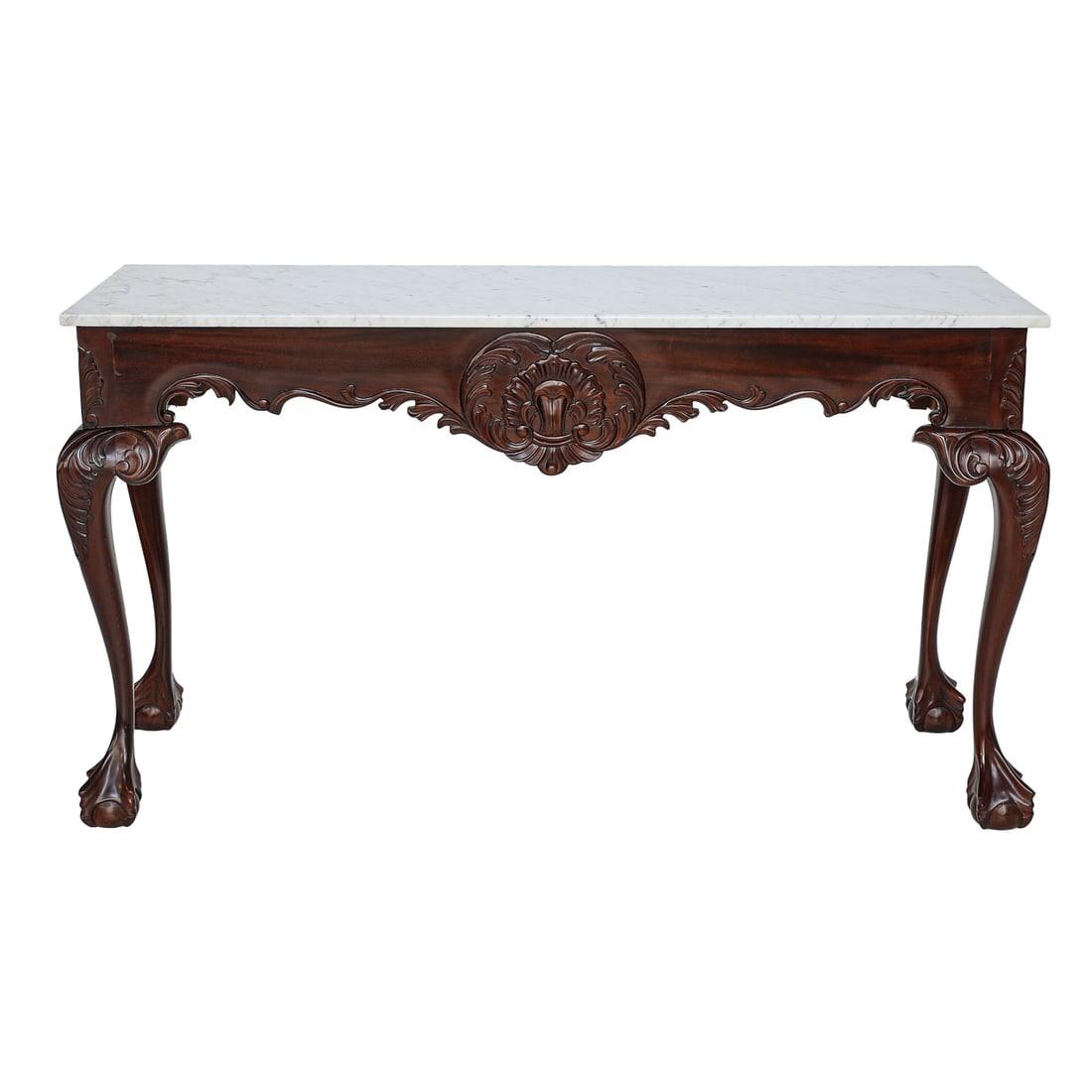 Chippendale Style Mahogany Marble Top Console Table (1 of 5)