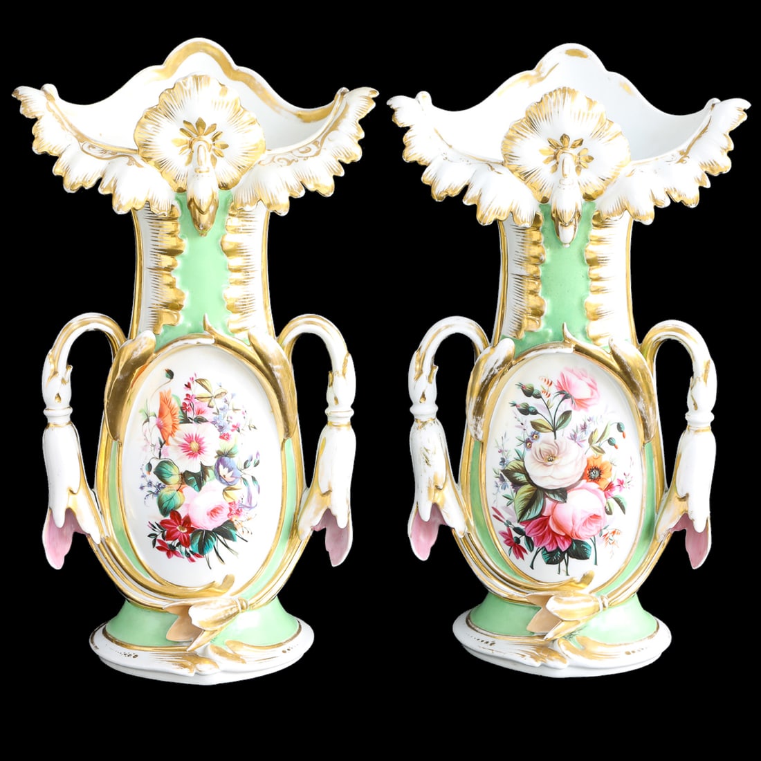 19th C. Old Paris Porcelain Urns, Pair (1 of 7)