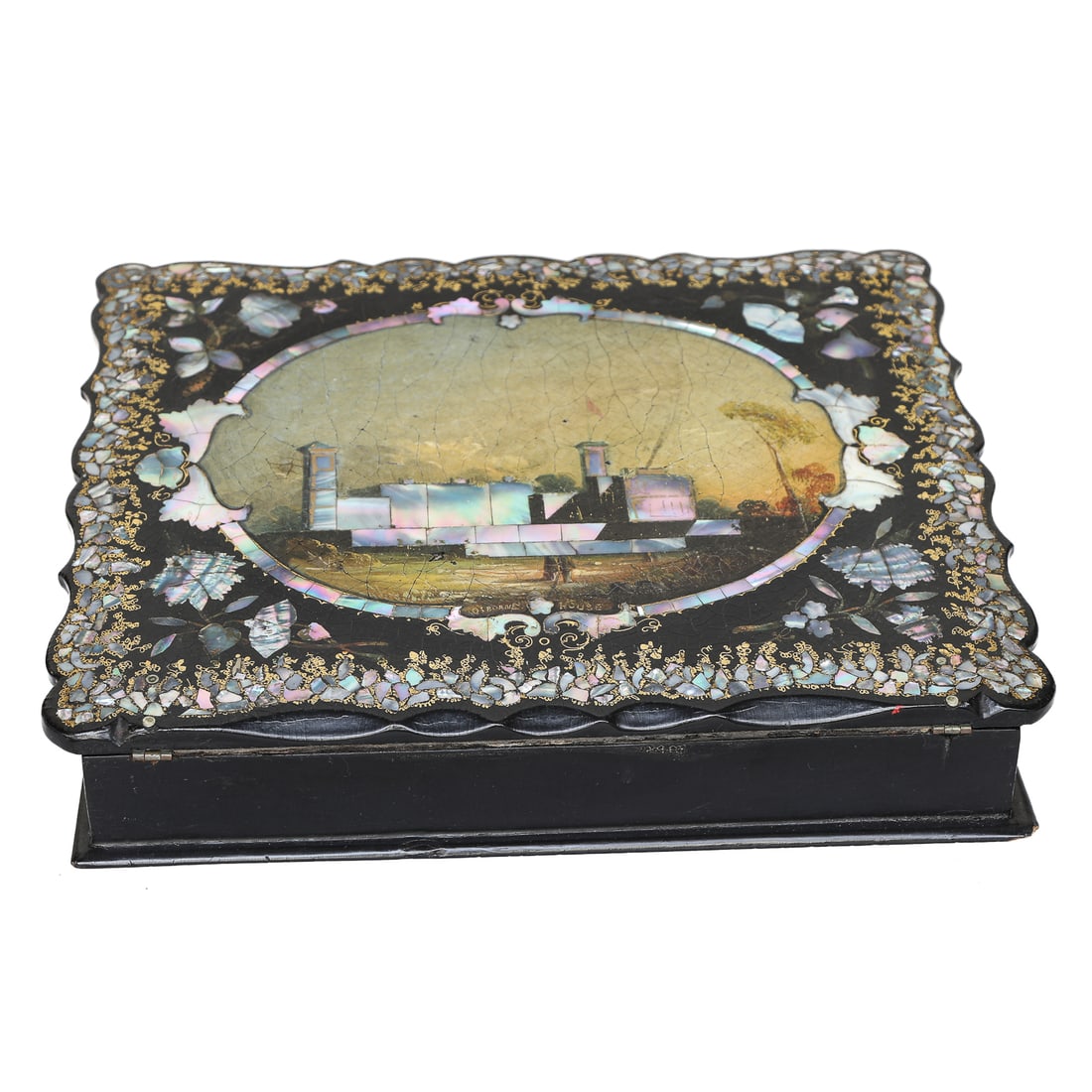 Late 19th C. Papier Mache Lacquered Mother of Pearl Inlaid Lap Desk (1 of 9)