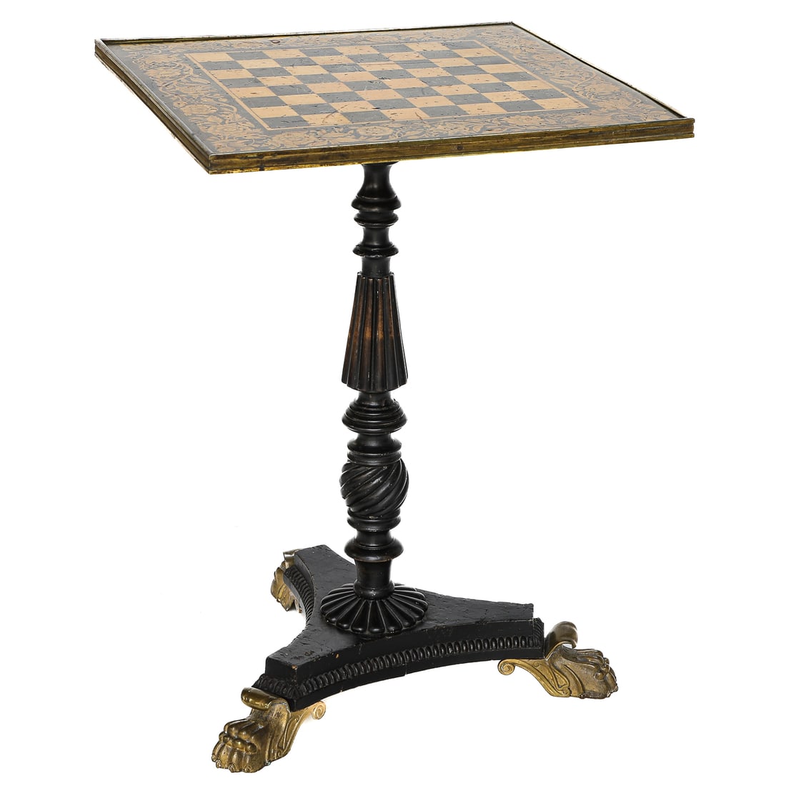 19th C. Penwork Japanned English Regency Style Square Game Table (1 of 7)