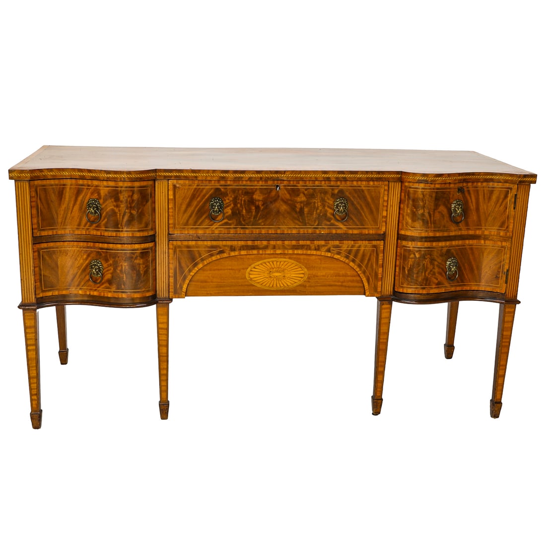 19th C. English Mahogany Shaped Front Sideboard (1 of 9)