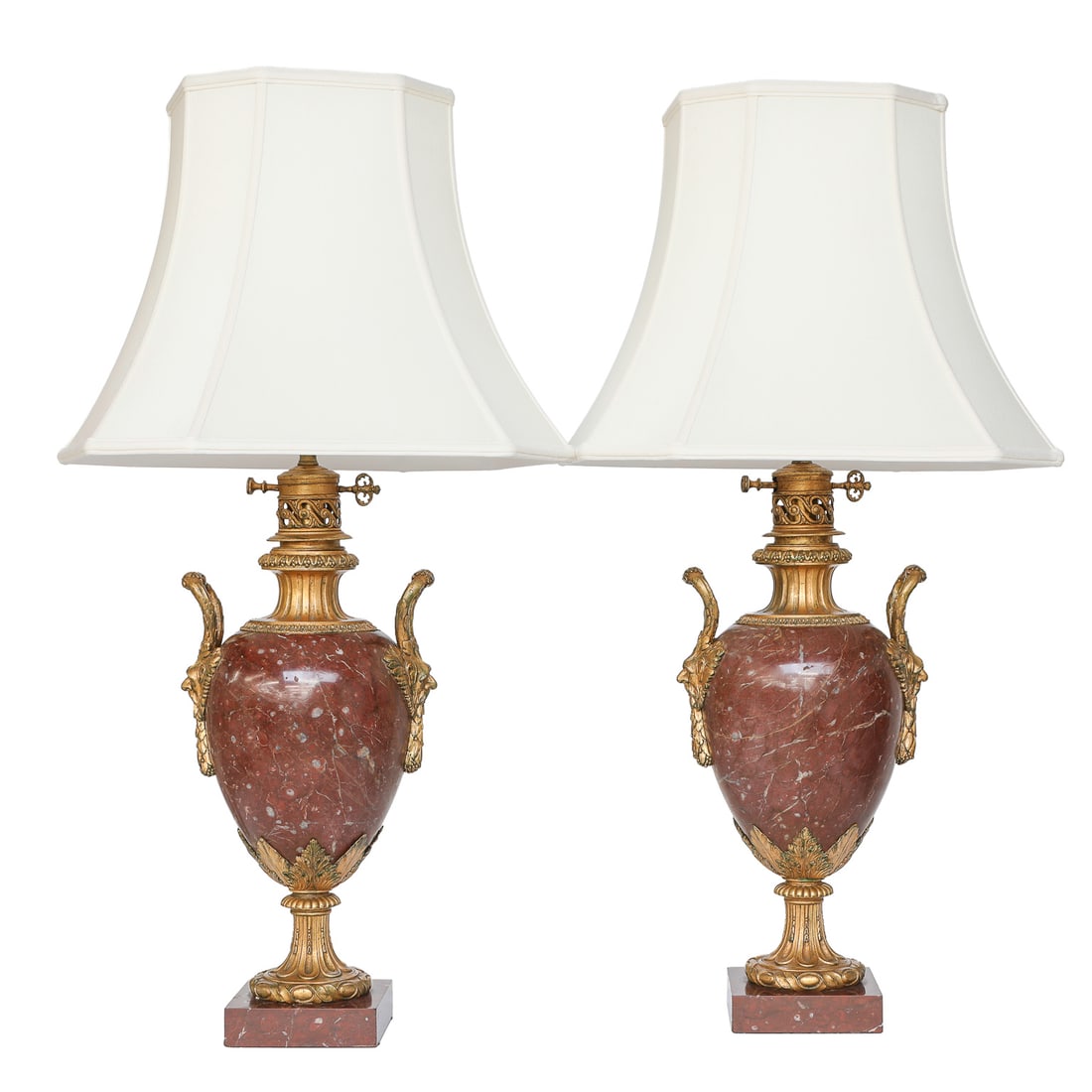 Louis XV Style Bronze Mounted Marble Urns Adapted Into Table Lamps, Pair (1 of 8)