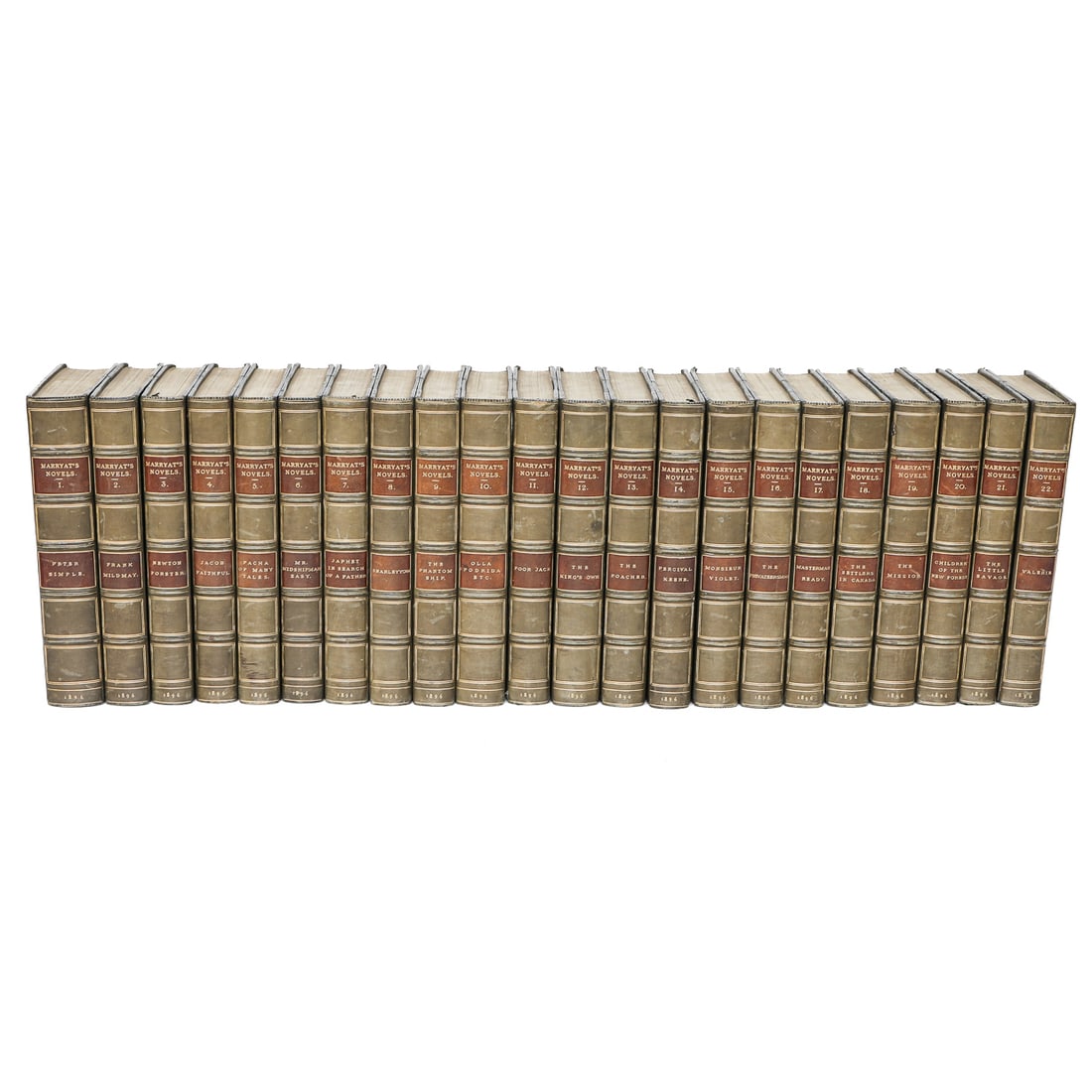 Leather Bound Books, The Novels of Captain Marryat, Second Edition, 1896, M. Dent and Co, London (1 of 6)
