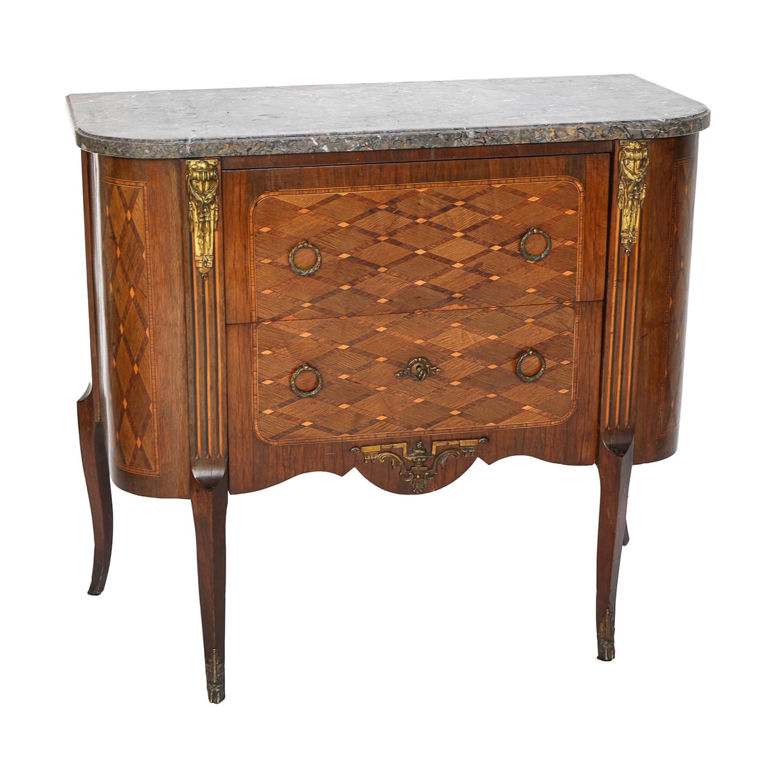 Late 19th C. Louis XVI Style Mahogany Inlaid Marble Top Commode (1 of 8)