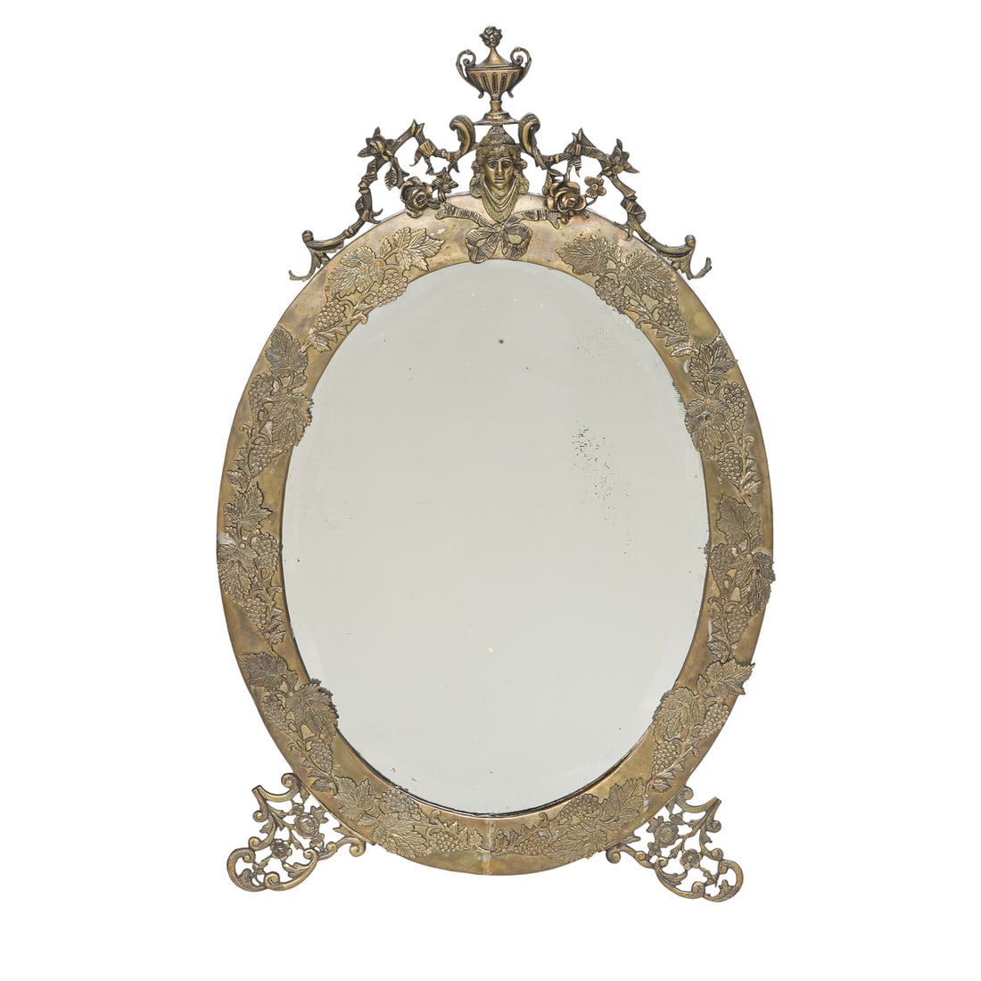 Antique French Brass Oval Wall Mirror (1 of 3)