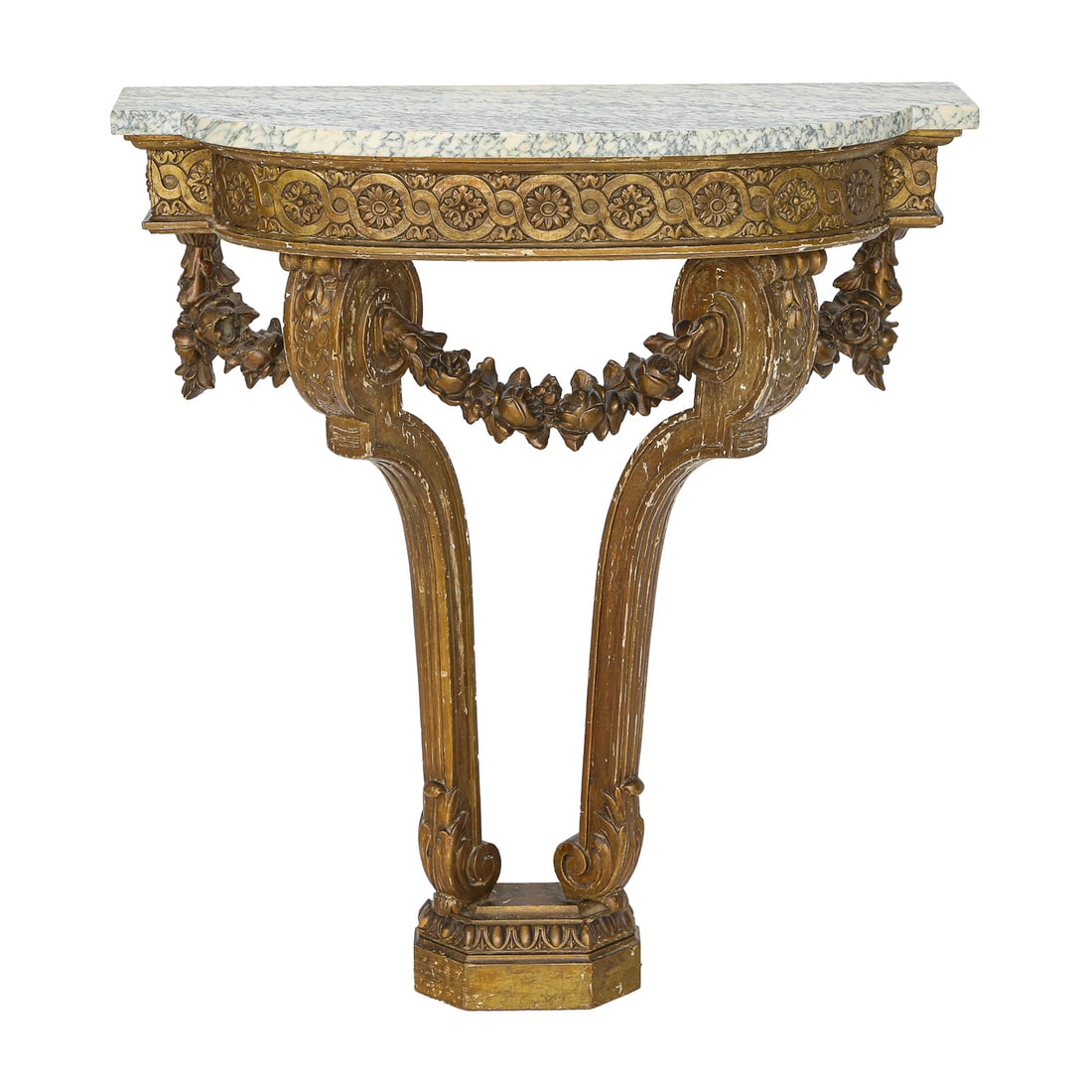 Louis XV Style Gilt Wood Marble Top Wall Mounted Console Table (1 of 5)