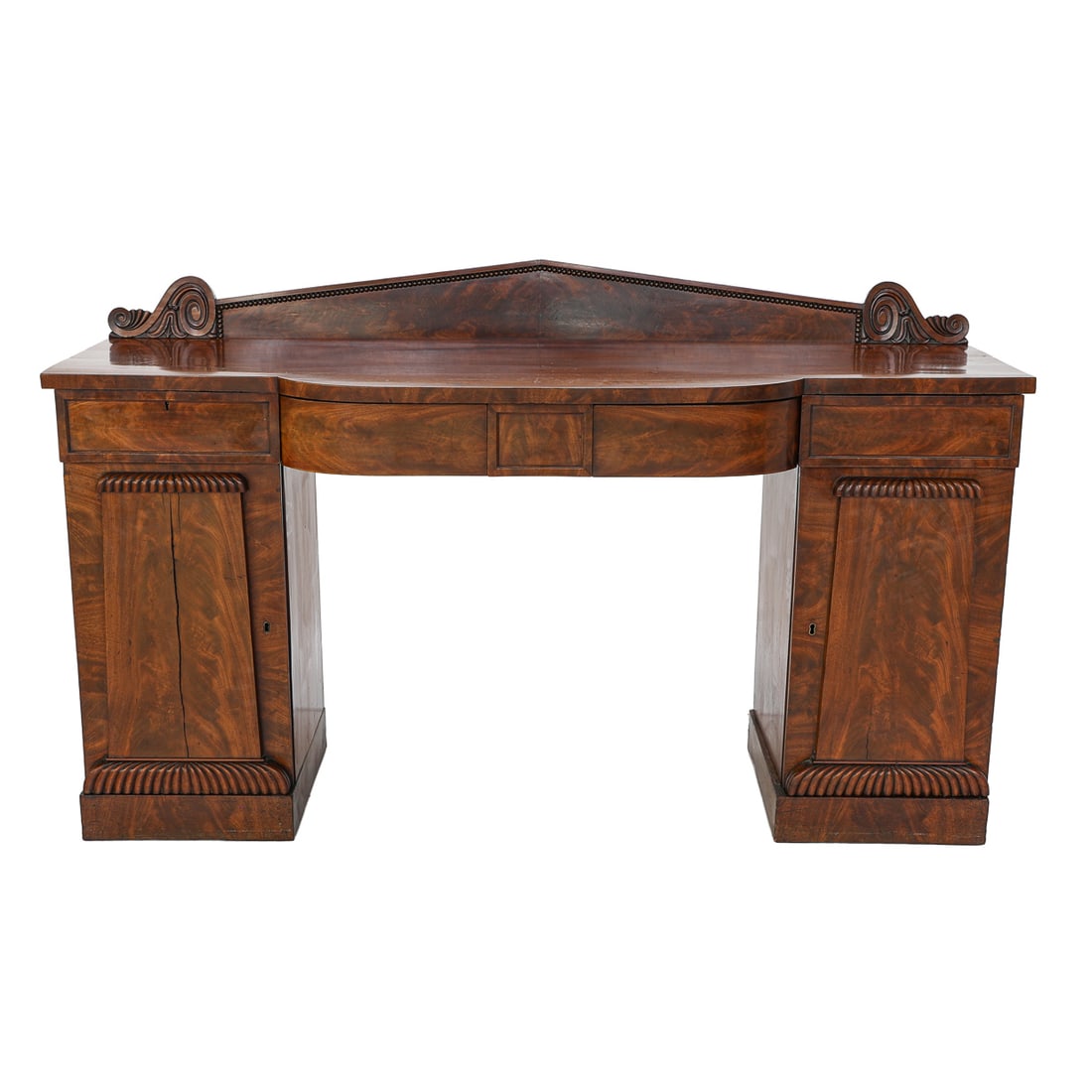 19th C. William IV Style English Mahogany Pedestal Sideboard (1 of 9)