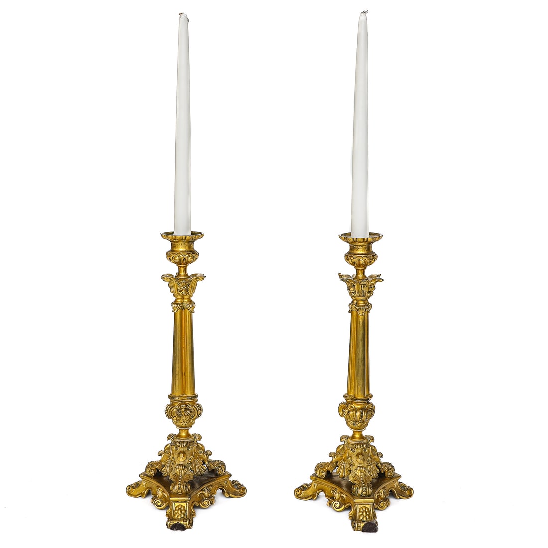 Louis XV Style Gilt Bronze Candlesticks, Pair (1 of 7)