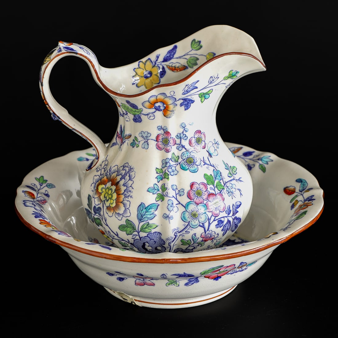 Vintage Mason's Ironstone Swan Sea Pattern Water Pitcher and Wash Basin (1 of 7)