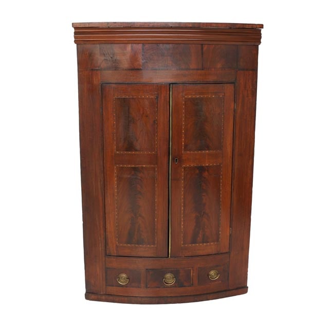 19th C. Mahogany Demi Lune Shaped Hanging Corner Cabinet (1 of 3)