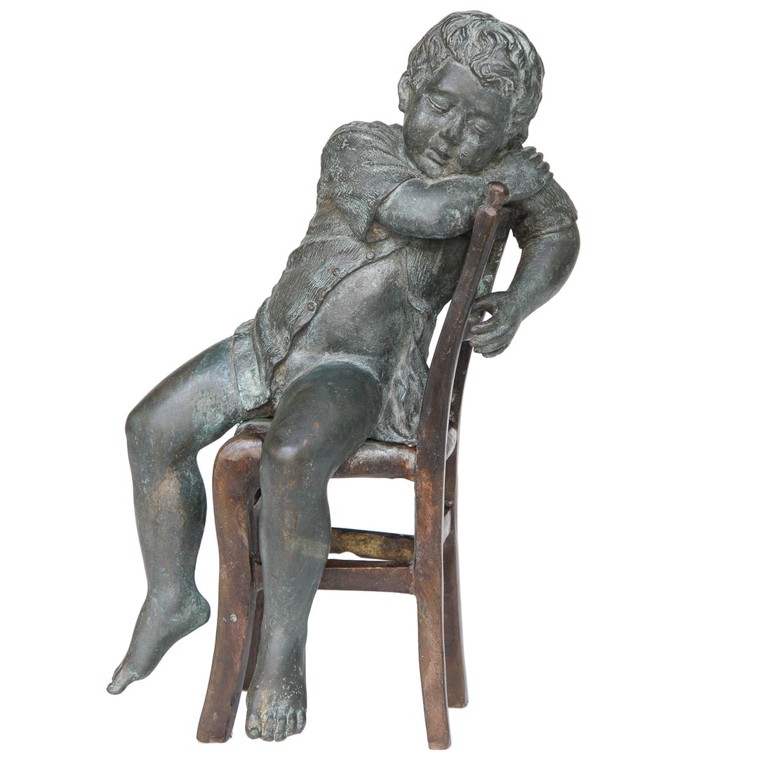 Vintage Maitland-Smith Bronze Sculpture Depicting Boy in Chair (1 of 6)