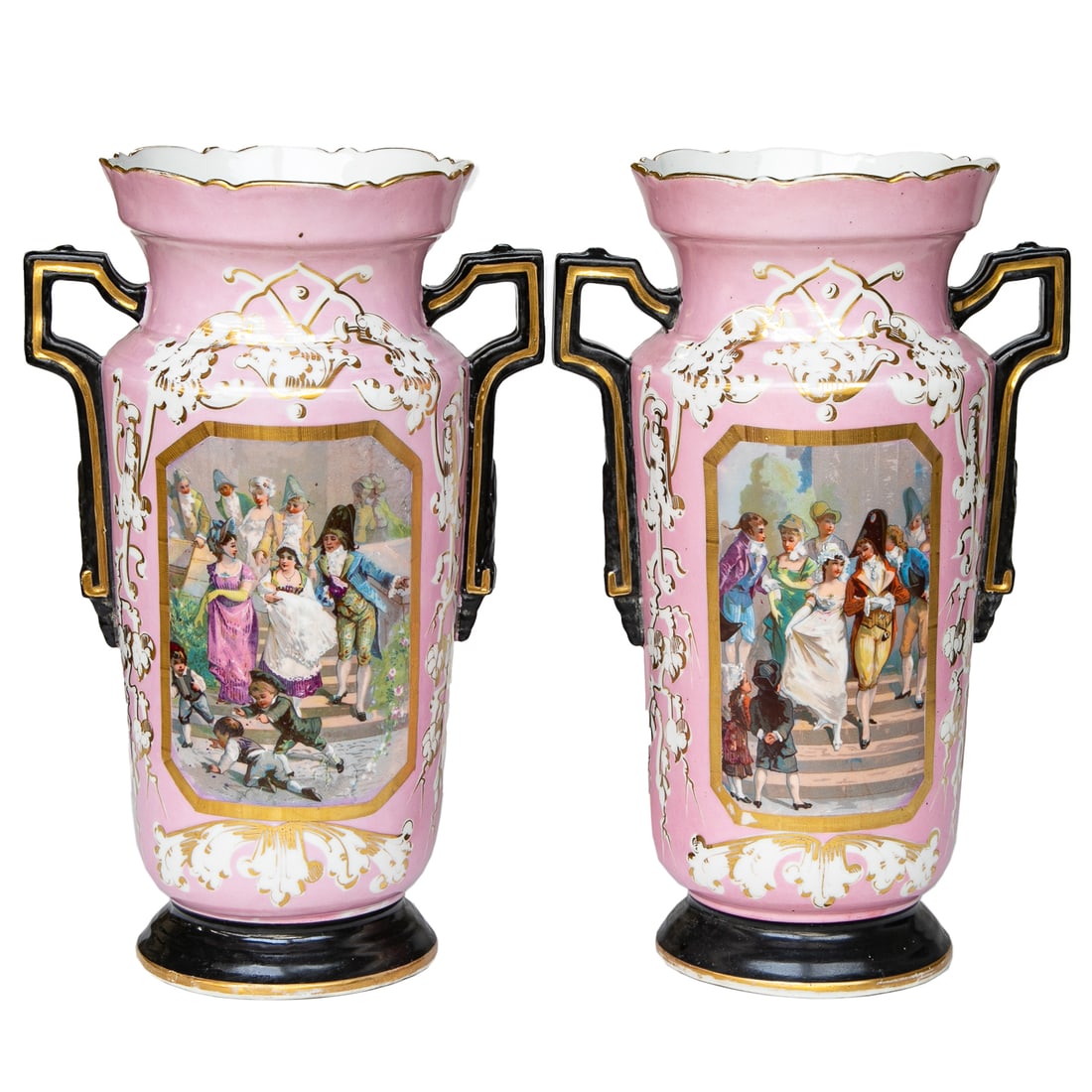 Vintage Old Paris Style Porcelain Vases, Pair (1 of 7)