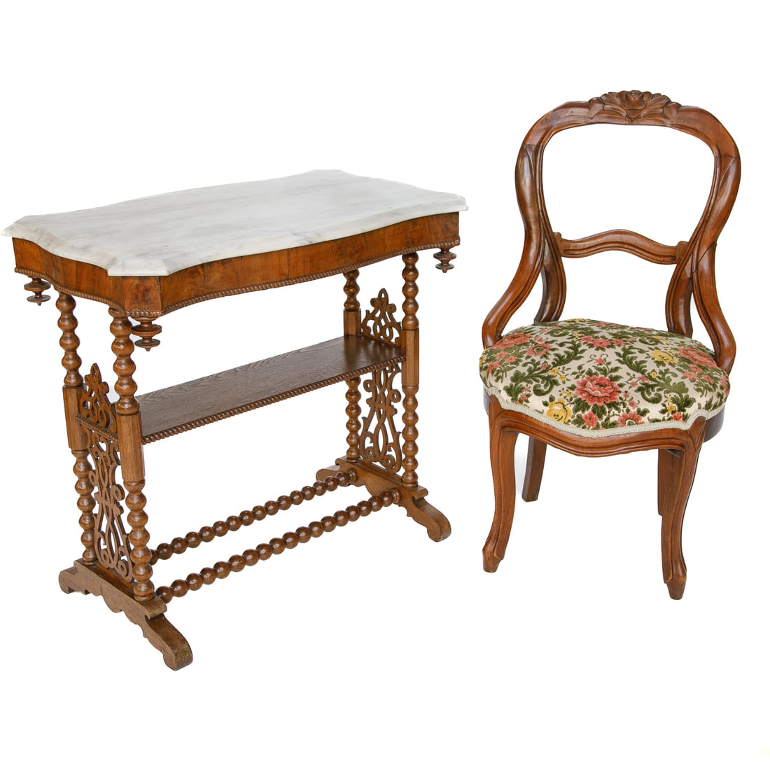 Antique American Victorian Style Walnut Items, Two Total (1 of 7)