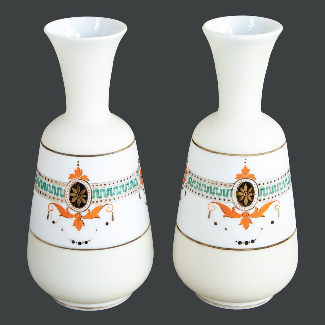 Vintage Milk Glass Vases, Pair (1 of 7)