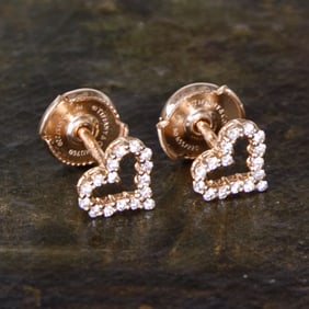 Tiffany & Company 18K Yellow Gold Heart Shaped Natural Diamond Earrings
