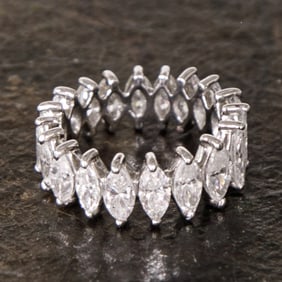 Platinum Natural Diamond Eternity Ring, Size 6.5