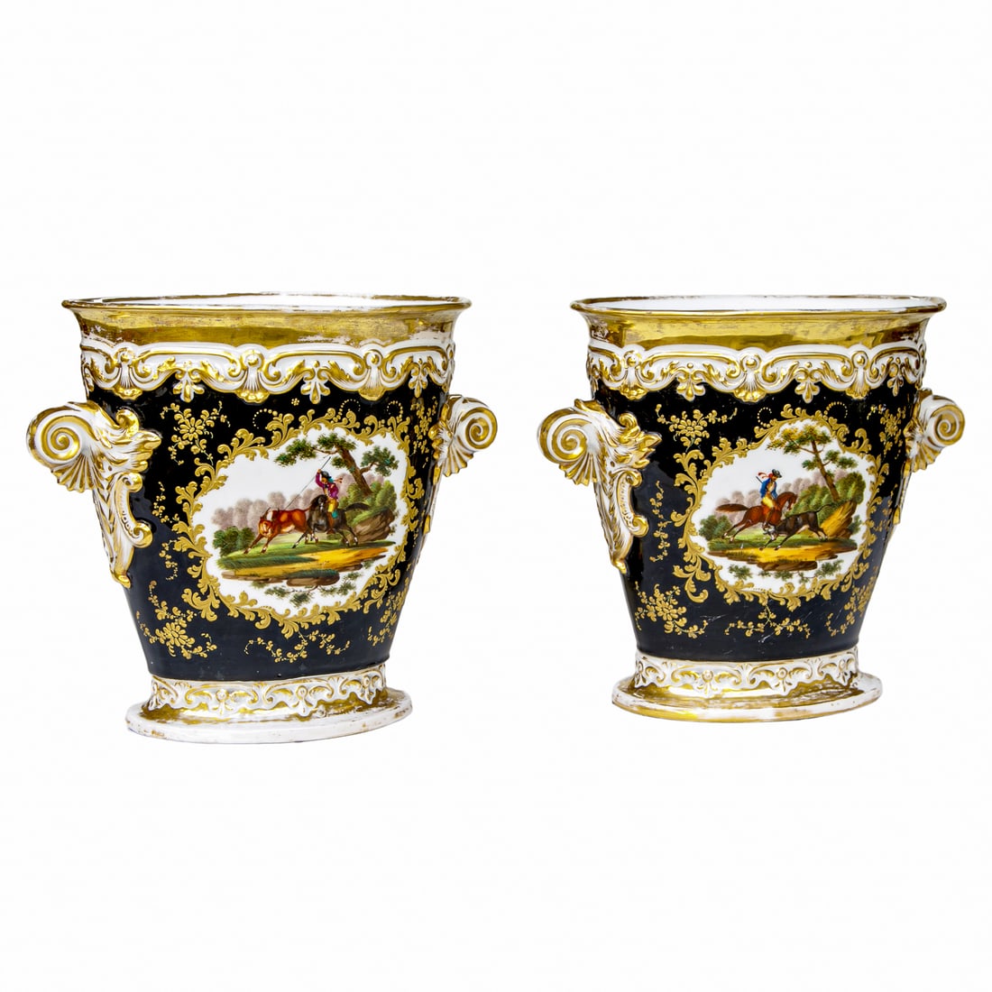 19th C. Old Paris Porcelain Oval Spill Vases, Pair (1 of 10)