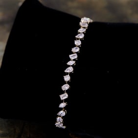 7 Inch 14K Yellow Gold Multi-Shaped Natural Diamond Bracelet