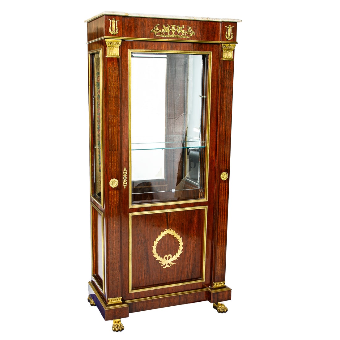 French Empire Style Mahogany Marble Top Display Cabinet (1 of 9)