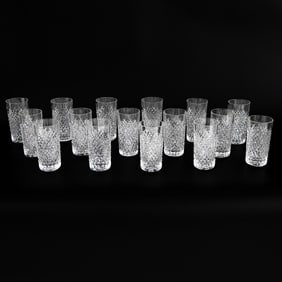 Set of Waterford Crystal Highball Glasses, Sixteen Total, In Alana Pattern
