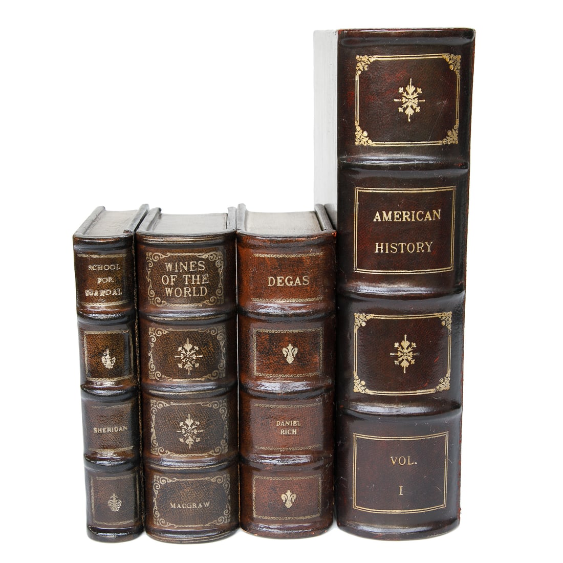 Vintage Maitland-Smith Leather Bound Faux Book Boxes, Four Total (1 of 10)