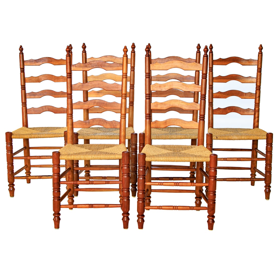 American Style Cherry Ladder Back Dining Chairs, Six Sides (1 of 6)